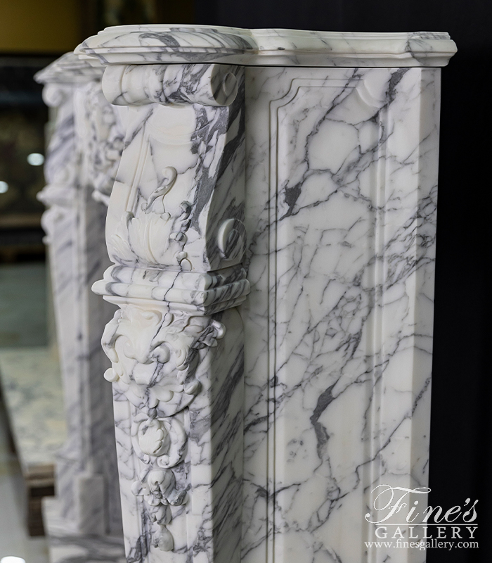 Marble Fireplaces  - Rare Louis XV French Itailan Calacatta Marble Fireplace Mantel - MFP-2444